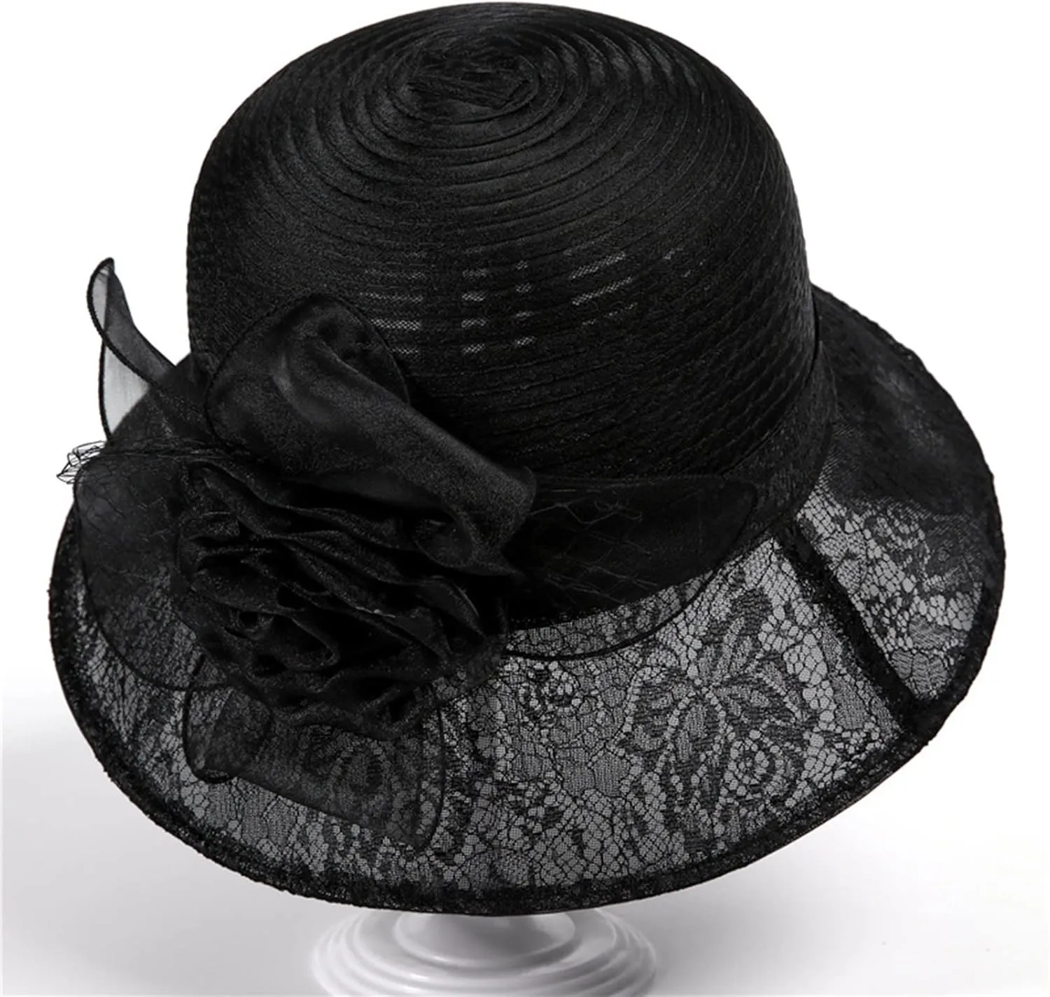 Women Wool Dress Party Church Hats with Floral for Fall Winter Sun Hats for Women