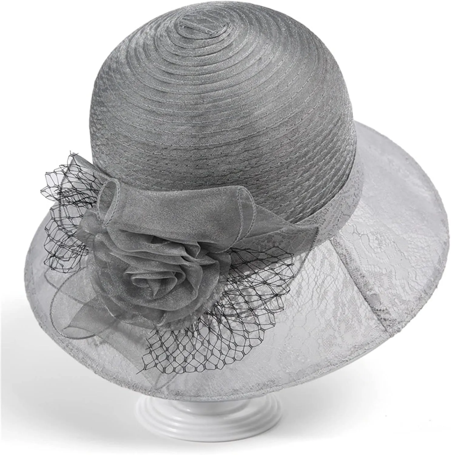Women Wool Dress Party Church Hats with Floral for Fall Winter Sun Hats for Women