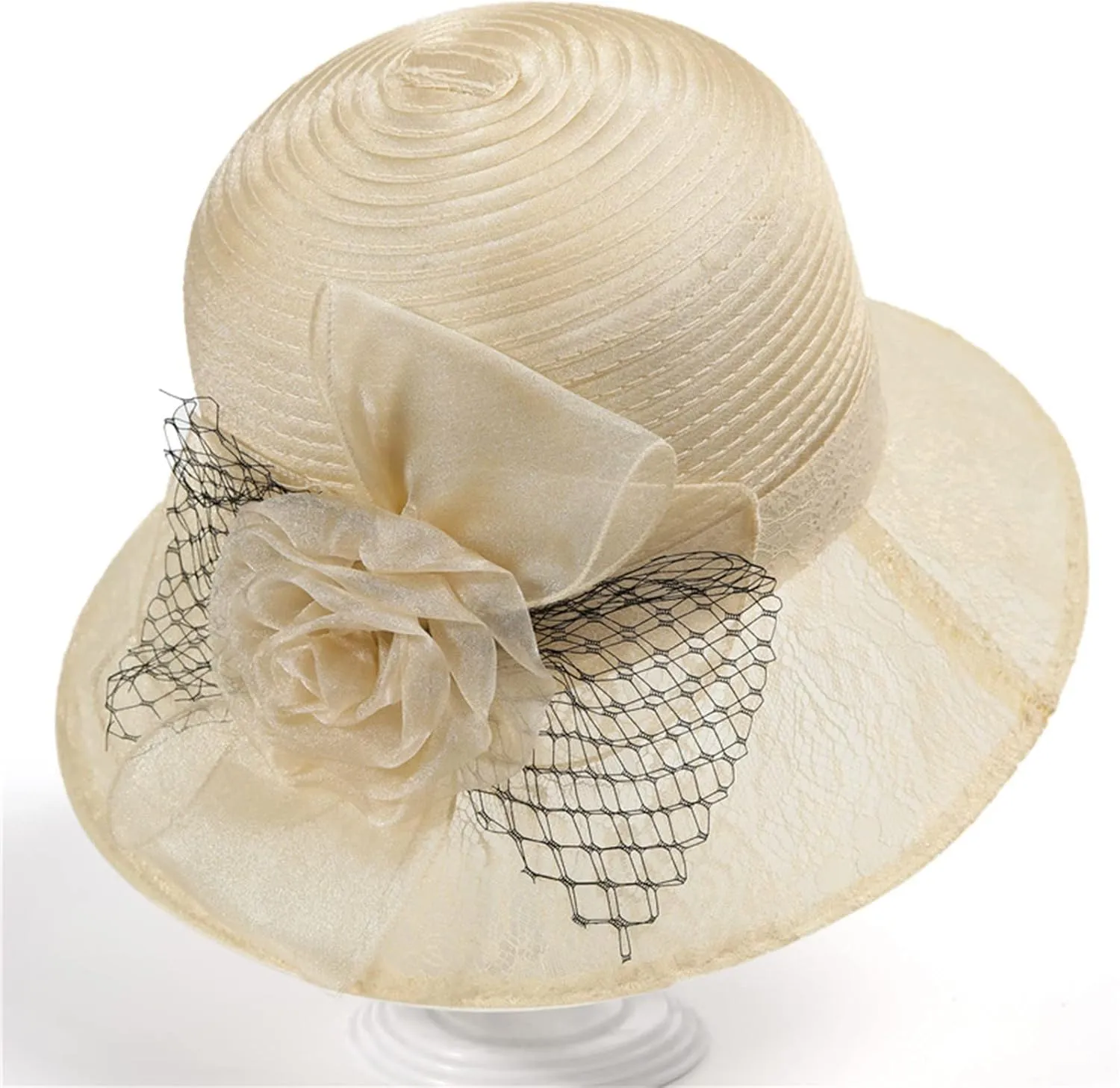 Women Wool Dress Party Church Hats with Floral for Fall Winter Sun Hats for Women