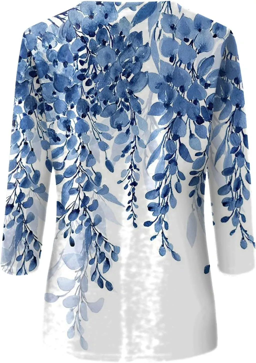 Womens 3/4 Sleeve Tops 2025 Summer Floral Print Round Neck Shirts Loose Fit Three Quarter Sleeve Tshirts