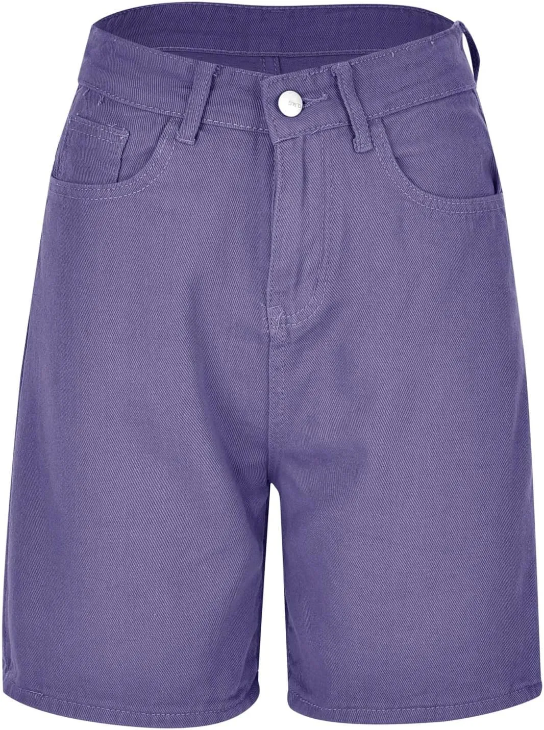 Womens Bermuda Shorts Casual Summer High Waisted Shorts Straight Leg Knee Length Jeans Twill Shorts with Pockets