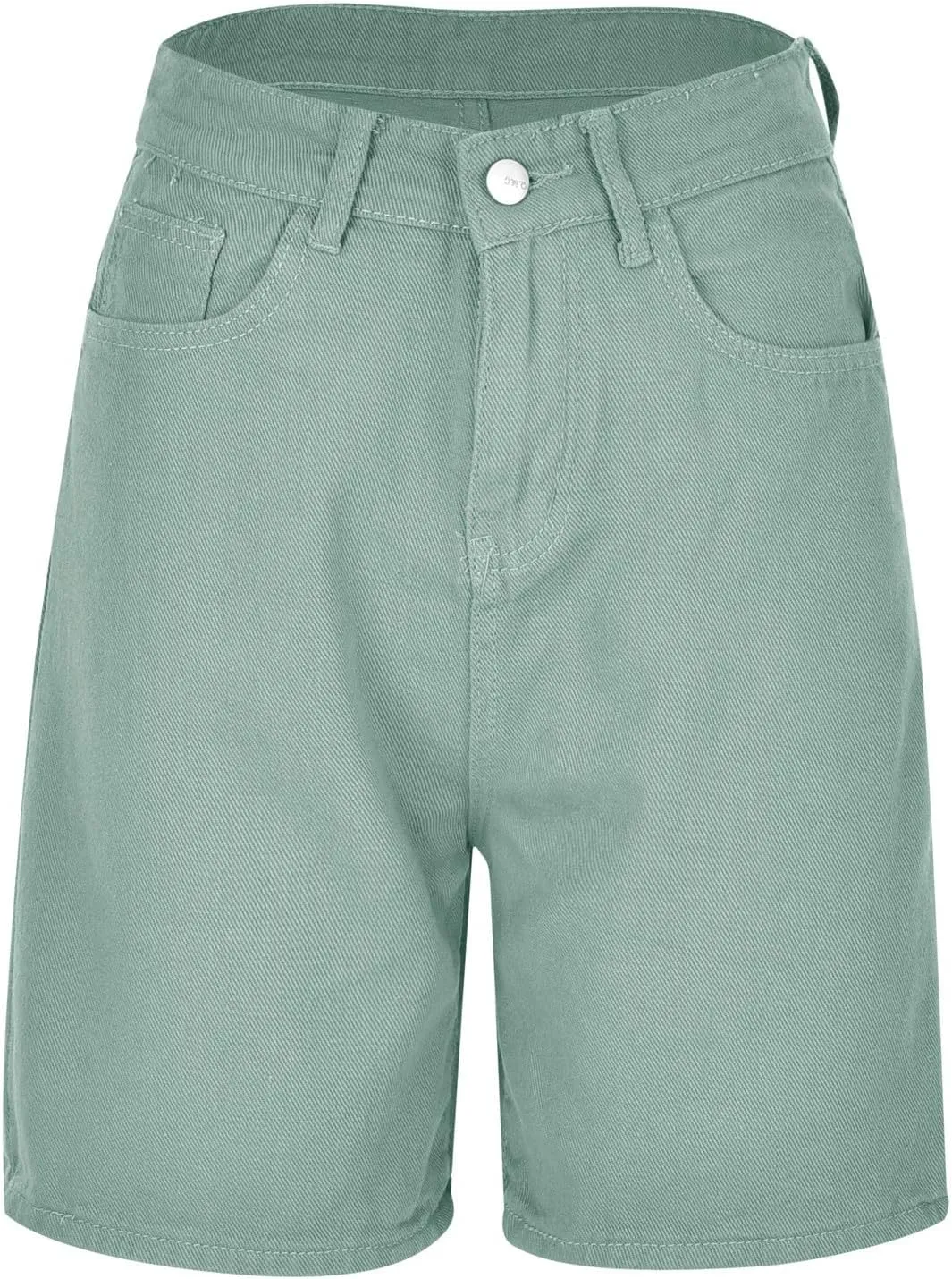 Womens Bermuda Shorts Casual Summer High Waisted Shorts Straight Leg Knee Length Jeans Twill Shorts with Pockets