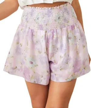 Women's Casual Elastic High Waist Floral Shorts for Women Trendy