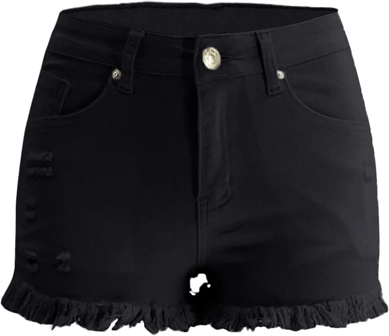 Women's Casual High Waisted Washed Frayed Raw Hem Pockets Denim Shorts Stretchy Ripped Jean Shorts Sexy Hot Shorts