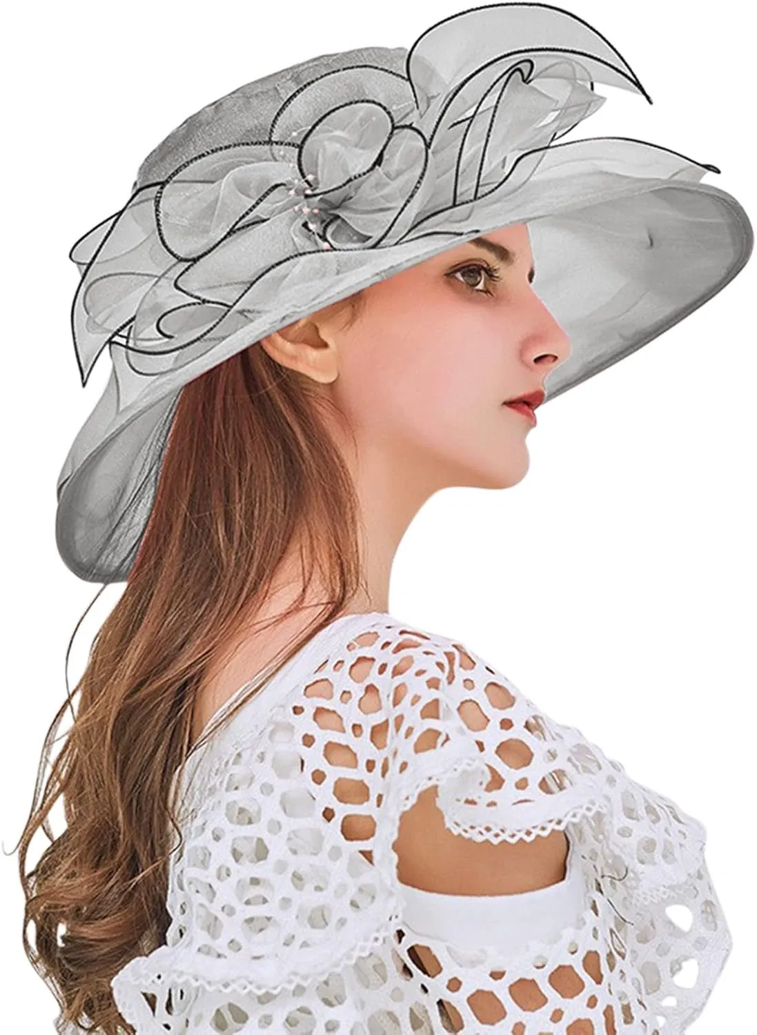 Women's Church Hat 1950 Vintage Fascinator Floral Tea Party Wedding Bucket Hat Fashion Beach Hats s Birthday