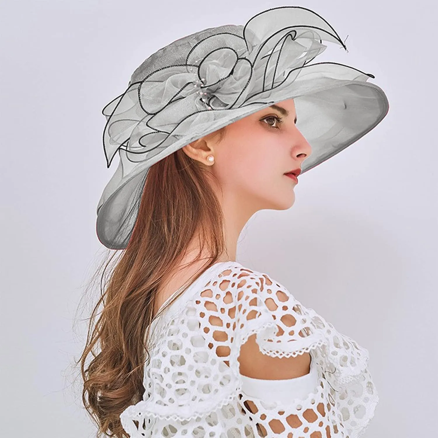 Women's Church Hat 1950 Vintage Fascinator Floral Tea Party Wedding Bucket Hat Fashion Beach Hats s Birthday