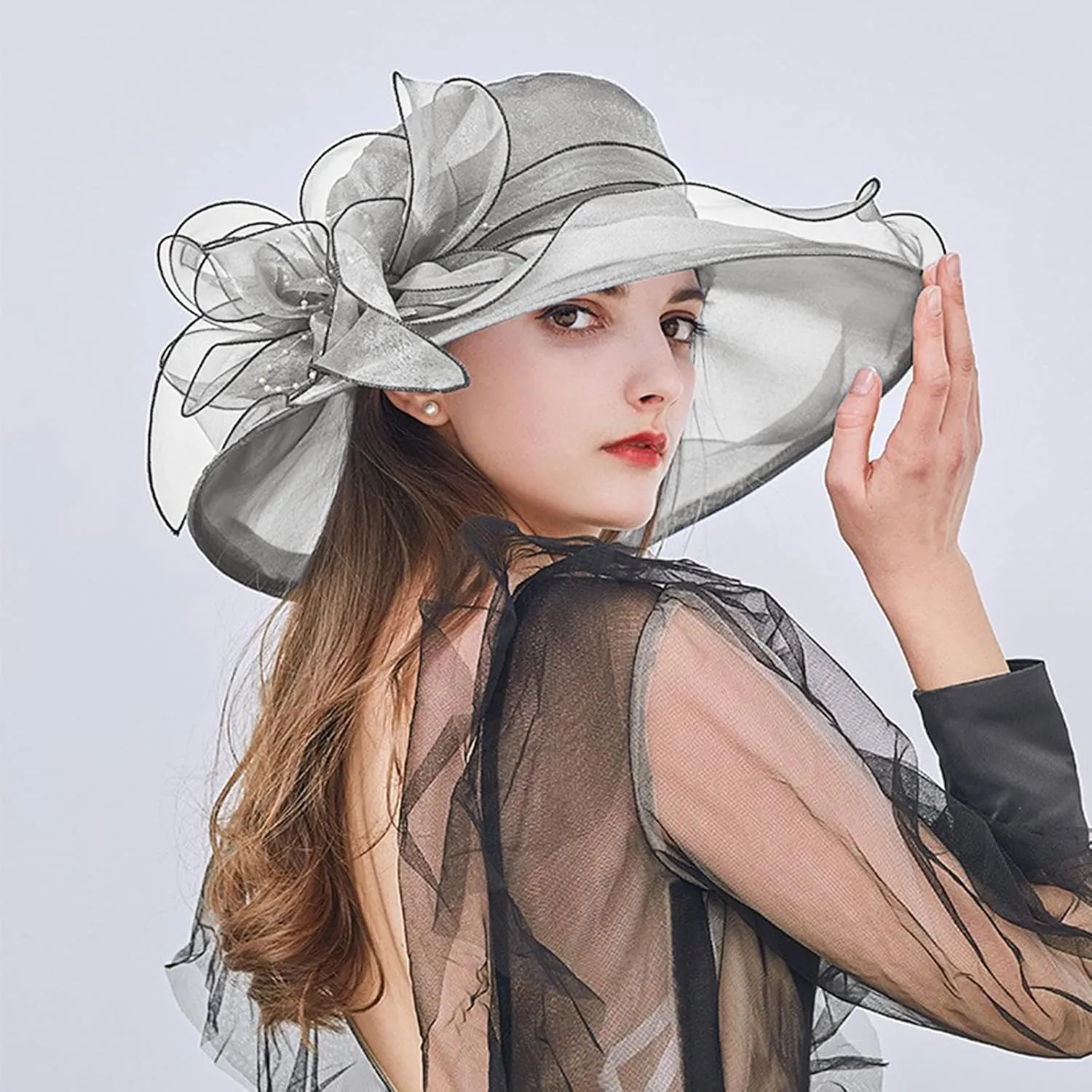 Women's Church Hat 1950 Vintage Fascinator Floral Tea Party Wedding Bucket Hat Fashion Beach Hats s Birthday