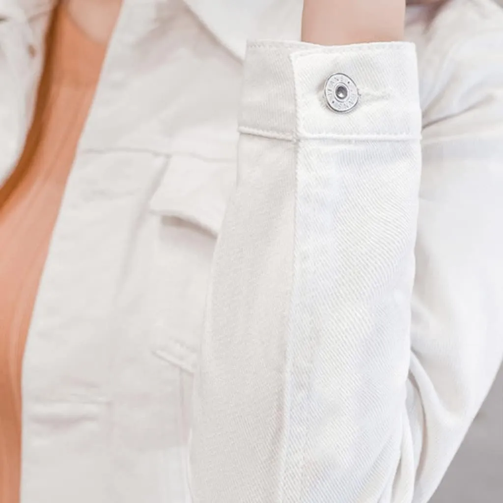 Womens Cropped Denim Jackets Short Basic 2024 Stretch Button Down Pocket Long Sleeve Jacket Fitted Crop Denim Jacket
