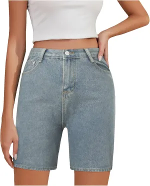 Womens Denim Shorts High Waisted Stretch High Waisted Lounge Classic Casual Jean Shorts Denim Trousers with Pockets