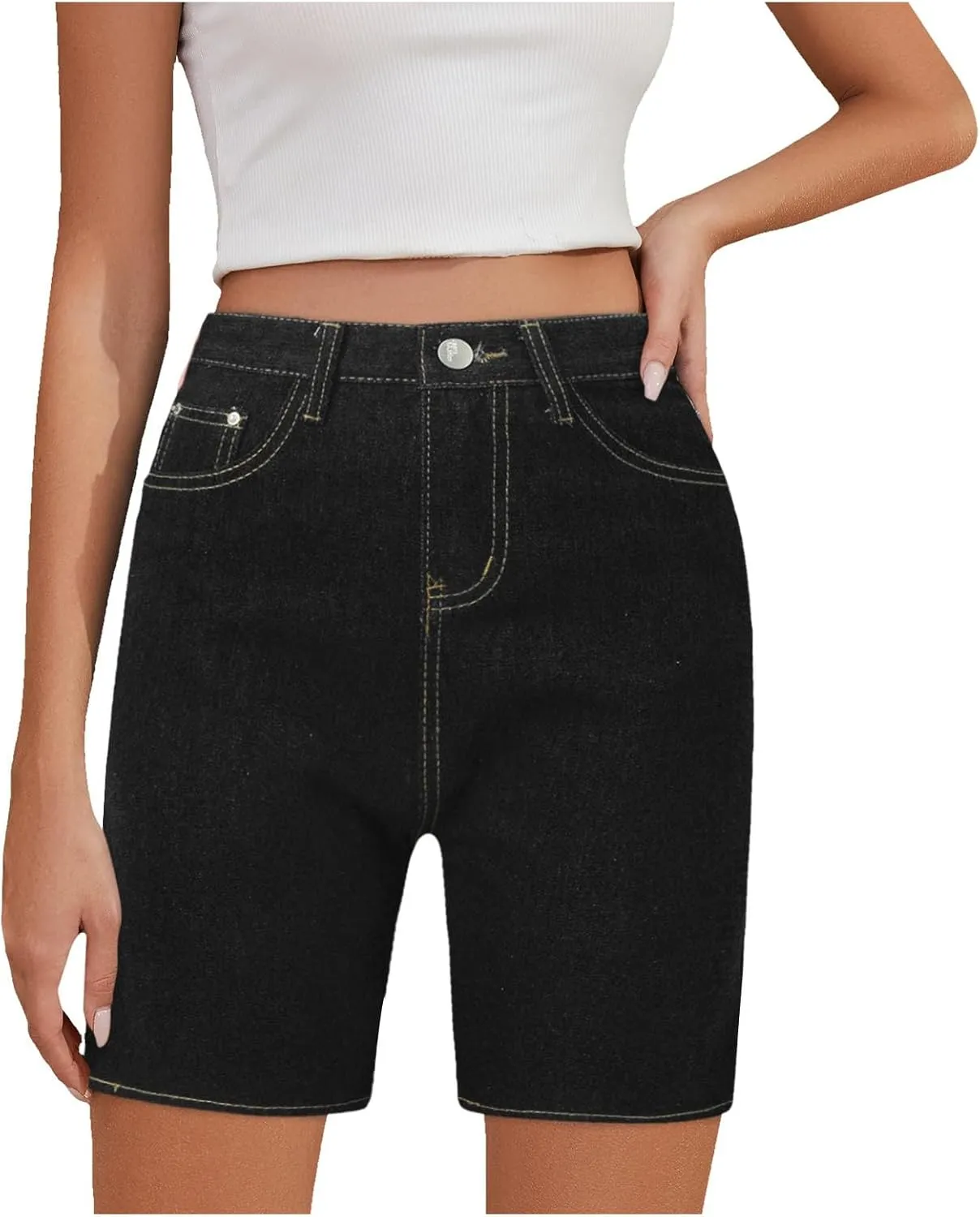 Womens Denim Shorts High Waisted Stretch High Waisted Lounge Classic Casual Jean Shorts Denim Trousers with Pockets