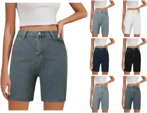 Womens Denim Shorts High Waisted Stretch High Waisted Lounge Classic Casual Jean Shorts Denim Trousers with Pockets