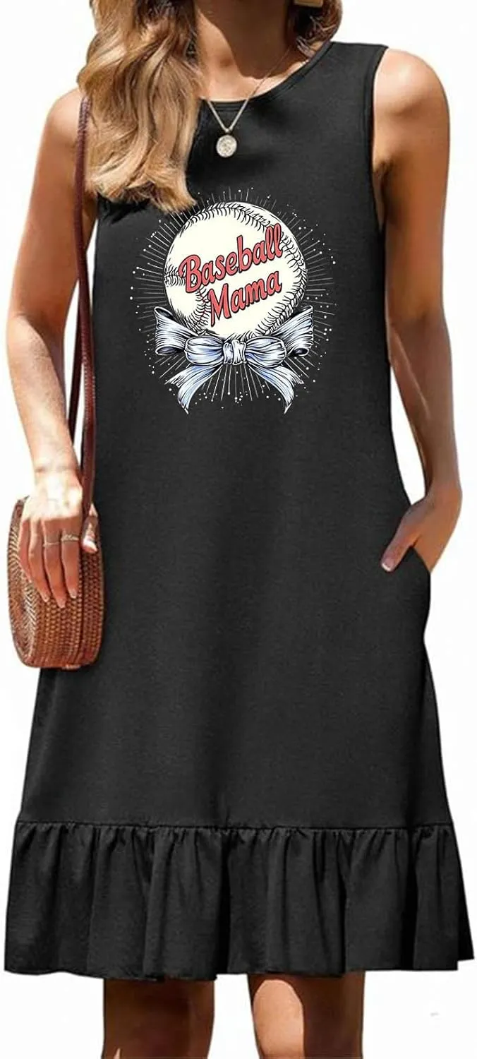Women's Floral Printed Tank Dress Trendy Crewneck Casual Loose Fit Summer Dresses Flowy Spring Dress