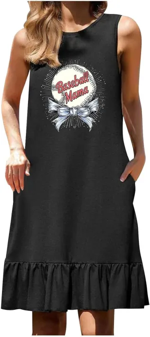 Women's Floral Printed Tank Dress Trendy Crewneck Casual Loose Fit Summer Dresses Flowy Spring Dress