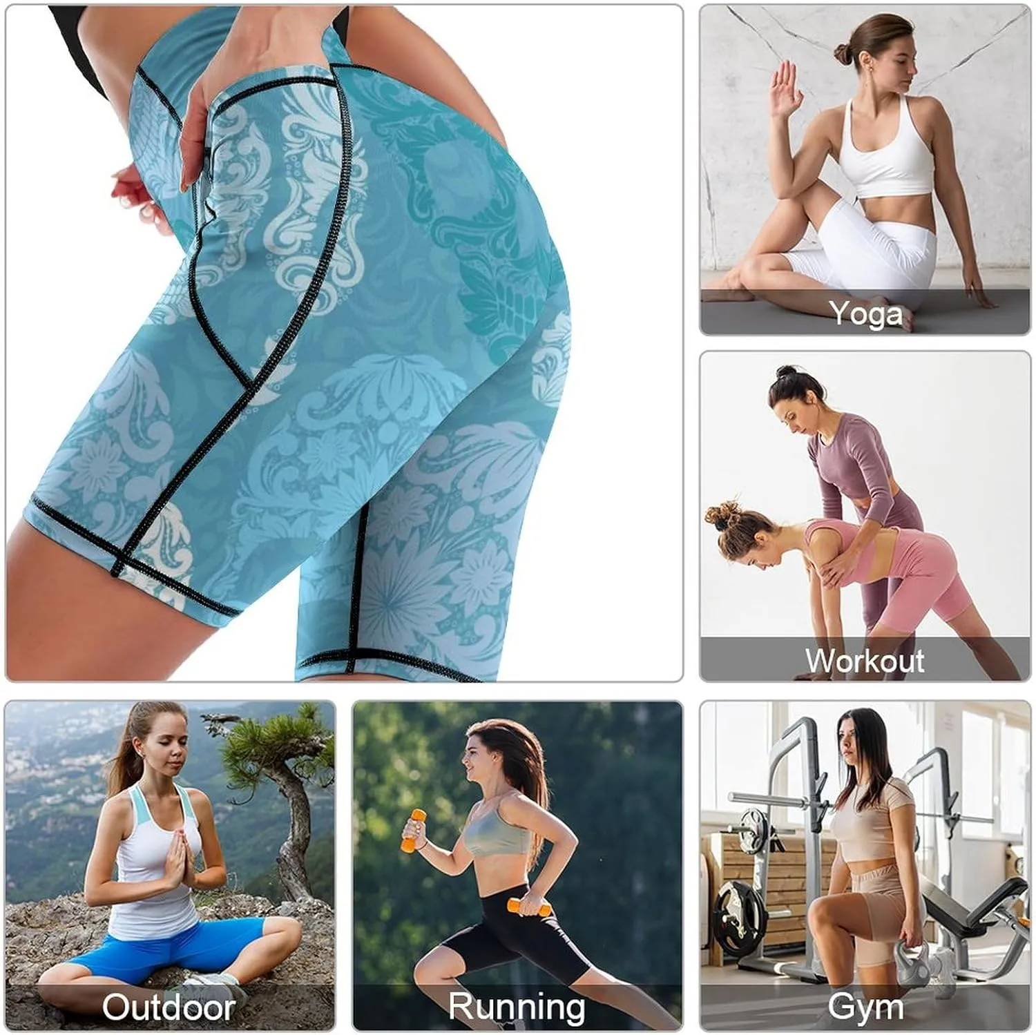 Women's High Waist Fashion Workout Yoga Shorts Tummy Control Athletic Shorts