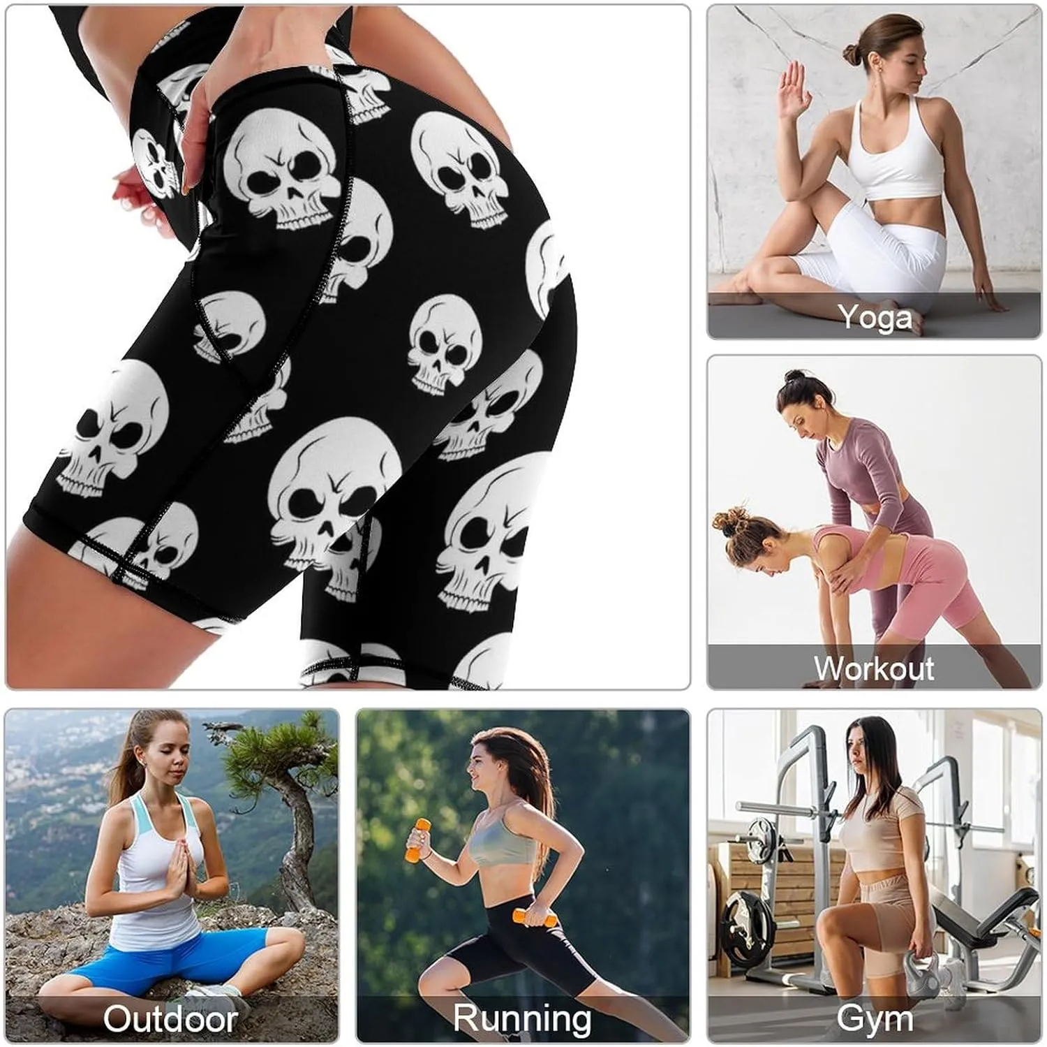 Women's High Waist Fashion Workout Yoga Shorts Tummy Control Athletic Shorts