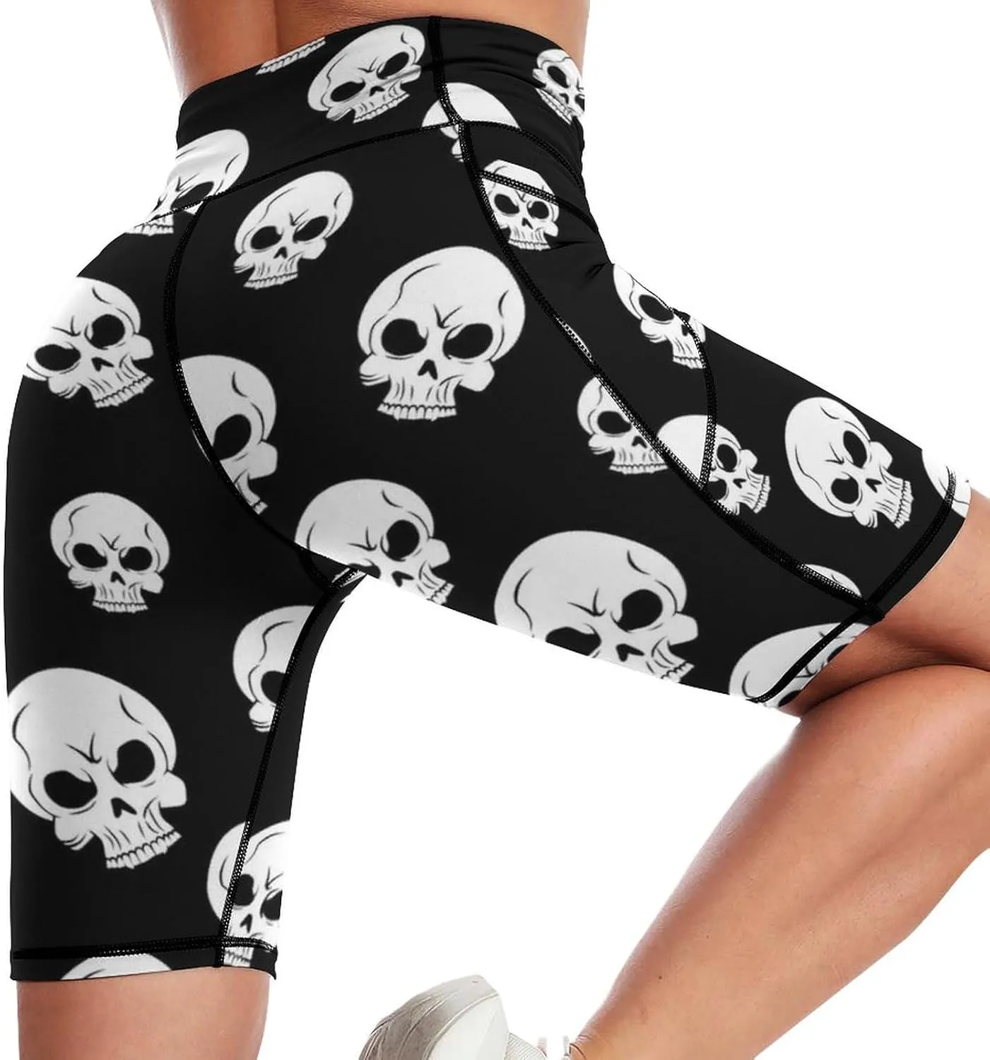 Women's High Waist Fashion Workout Yoga Shorts Tummy Control Athletic Shorts