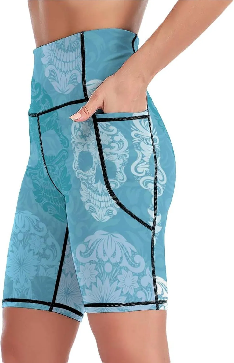 Women's High Waist Fashion Workout Yoga Shorts Tummy Control Athletic Shorts