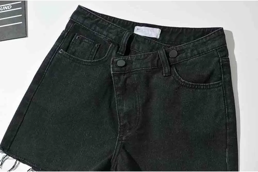 Women's High Waisted Juniors Criss Crossover Jean Shorts Denim Shorts Casual Summer Jean Hot Shorts