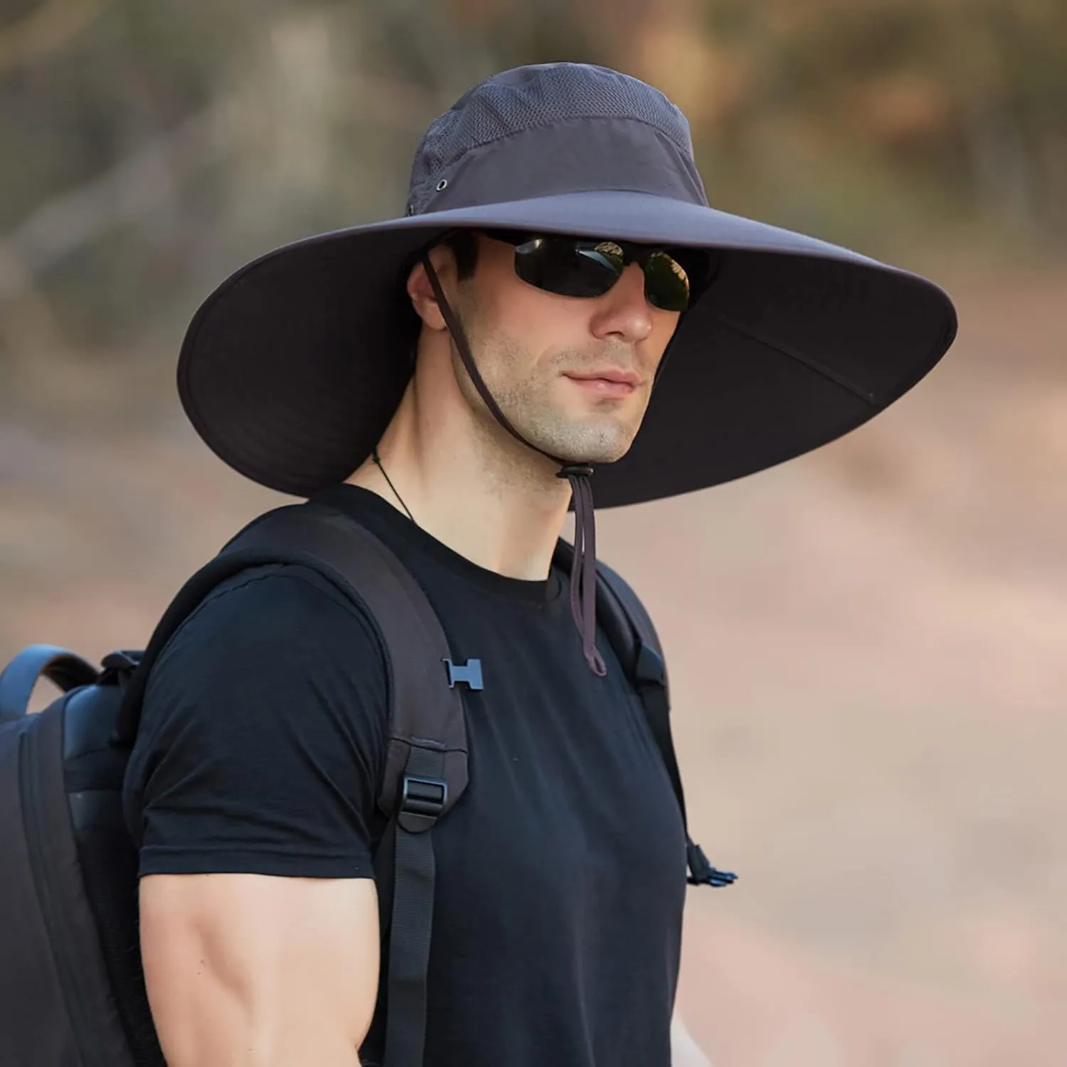 Women's Hiking Hats Ponytail Sun Hat Sun Protective Foldable Mesh Wide Brim Beach Fishing Hat