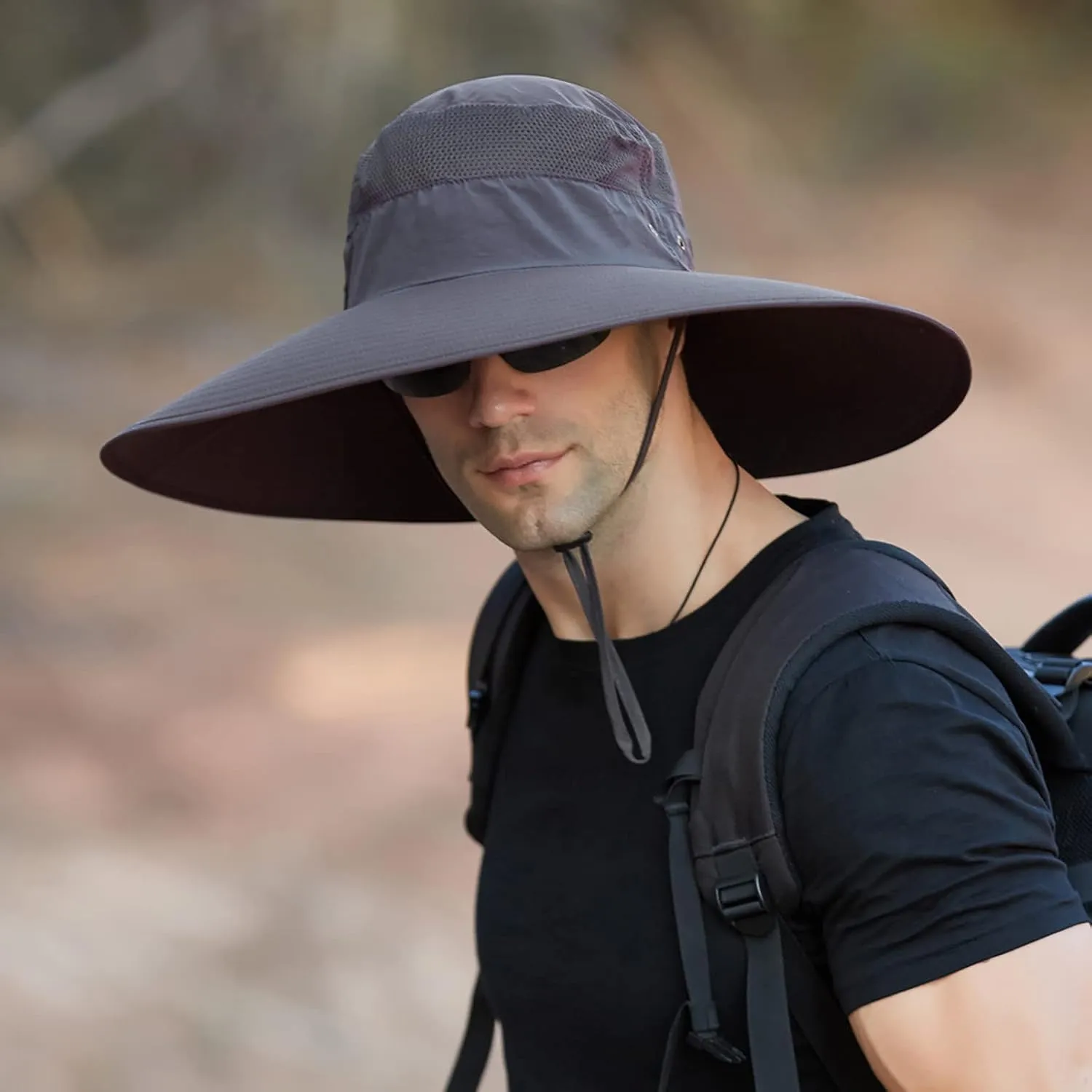 Women's Hiking Hats Ponytail Sun Hat Sun Protective Foldable Mesh Wide Brim Beach Fishing Hat