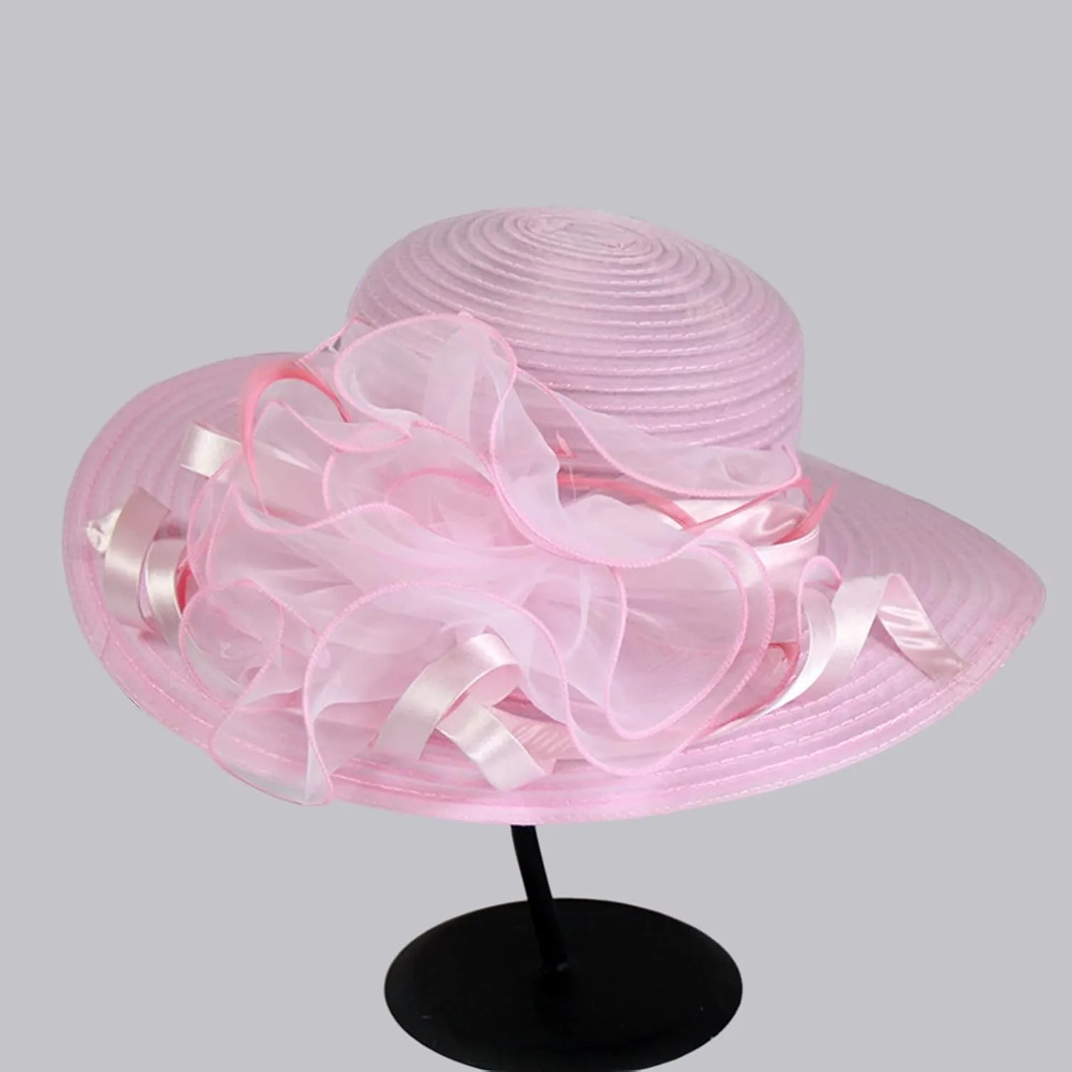 Women's Kentuck𝚢-Derby Church Dress Hat Wide Brim 𝚏 Flower Bridal Shower Hat Derby Hats for Women