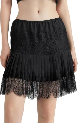 Women's Lace Mini Skirts Low Waist Flowy Ruffle Pleated Skirts Casual Trendy Fairy Aesthetic Short Skirts Streetwear