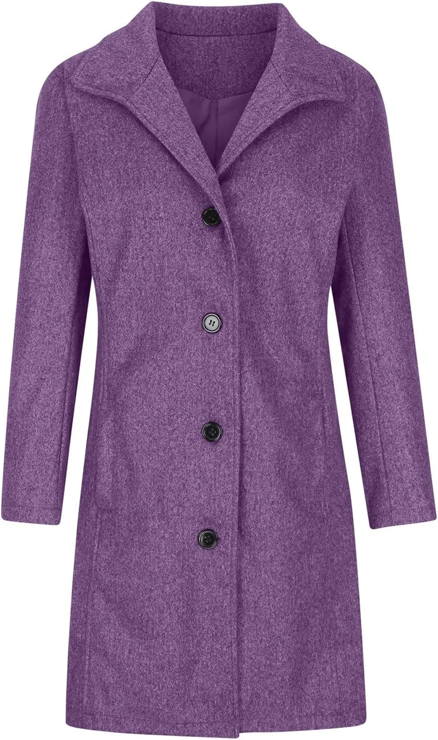 Women's Lapel Wool Coat Single Breasted Pea Coats Winter Wool Blend Blazer Jacket Mid Long Formal Office Trench Coat