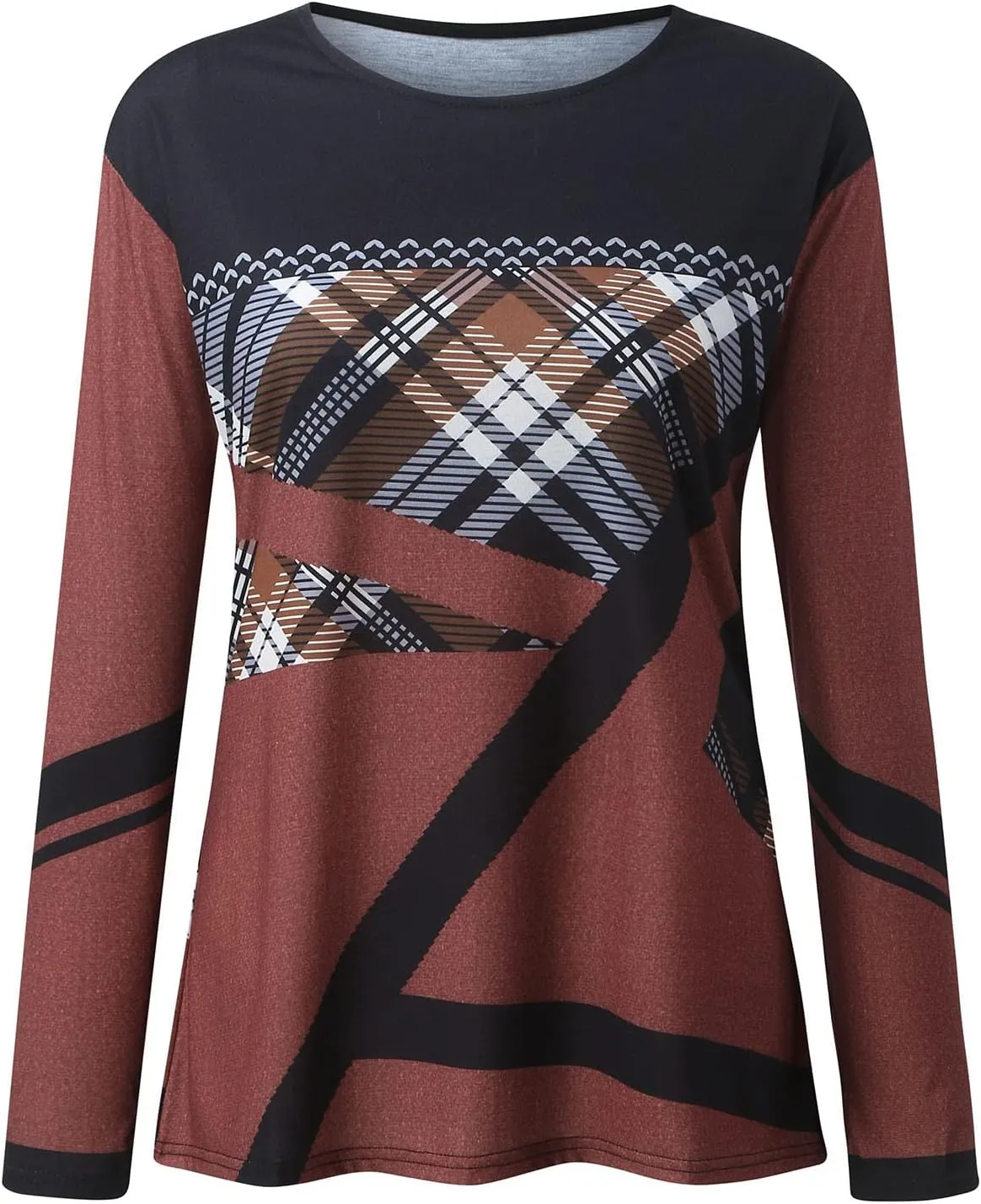 Womens Long Sleeve Color Block Print Sweatshirt Trendy Vacation Going Out Athletic Pullovers Hip Hop Y2K Casual Tops