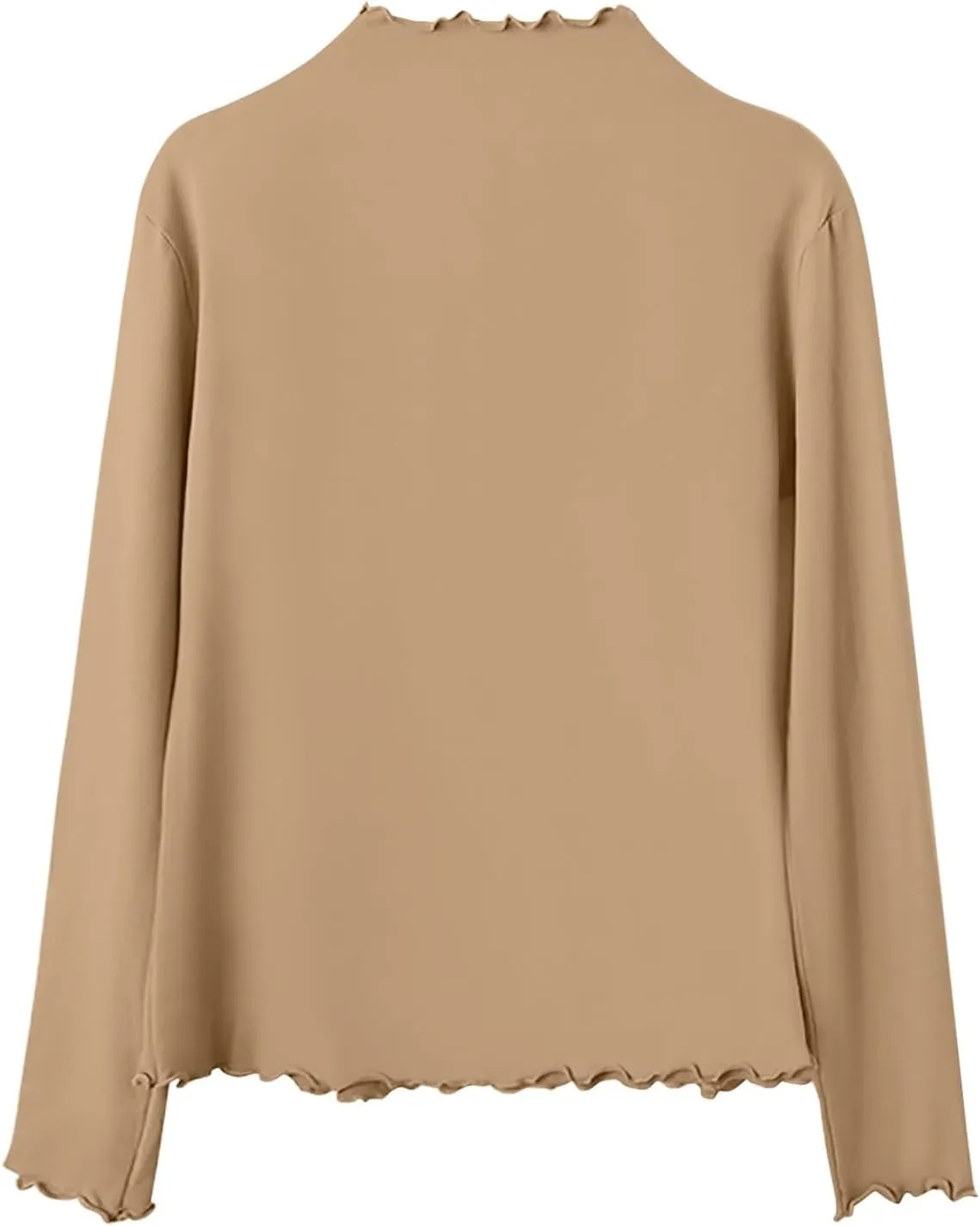 Womens Long Sleeve Crew Neck Basic Top Fall Trendy Curling Design Base Blouse Half Turtleneck Casual Y2K Basic Tshirt