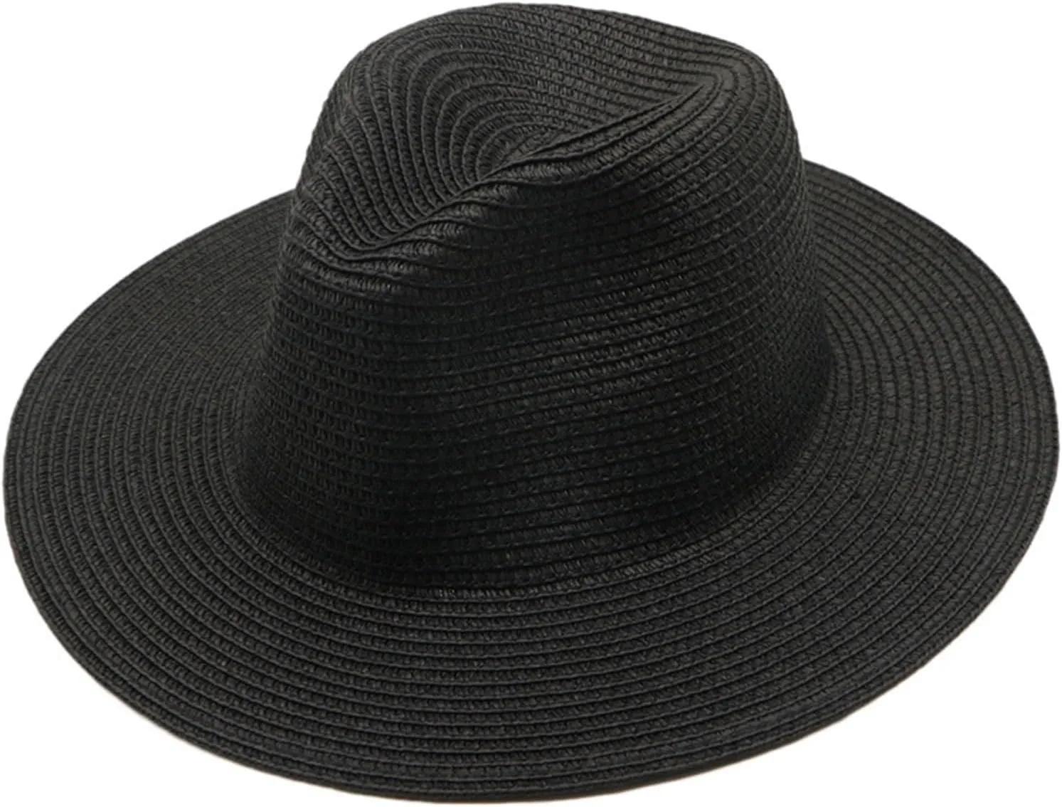 Womens Mens Wide Brim Straw Panama Hat Casual Summer Beach Sun Hat Straw Hat for Unisex Foldable Roll up Cap