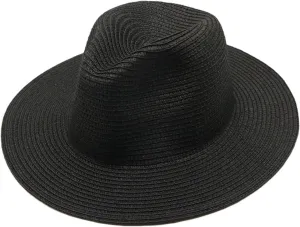 Womens Mens Wide Brim Straw Panama Hat Casual Summer Beach Sun Hat Straw Hat for Unisex Foldable Roll up Cap