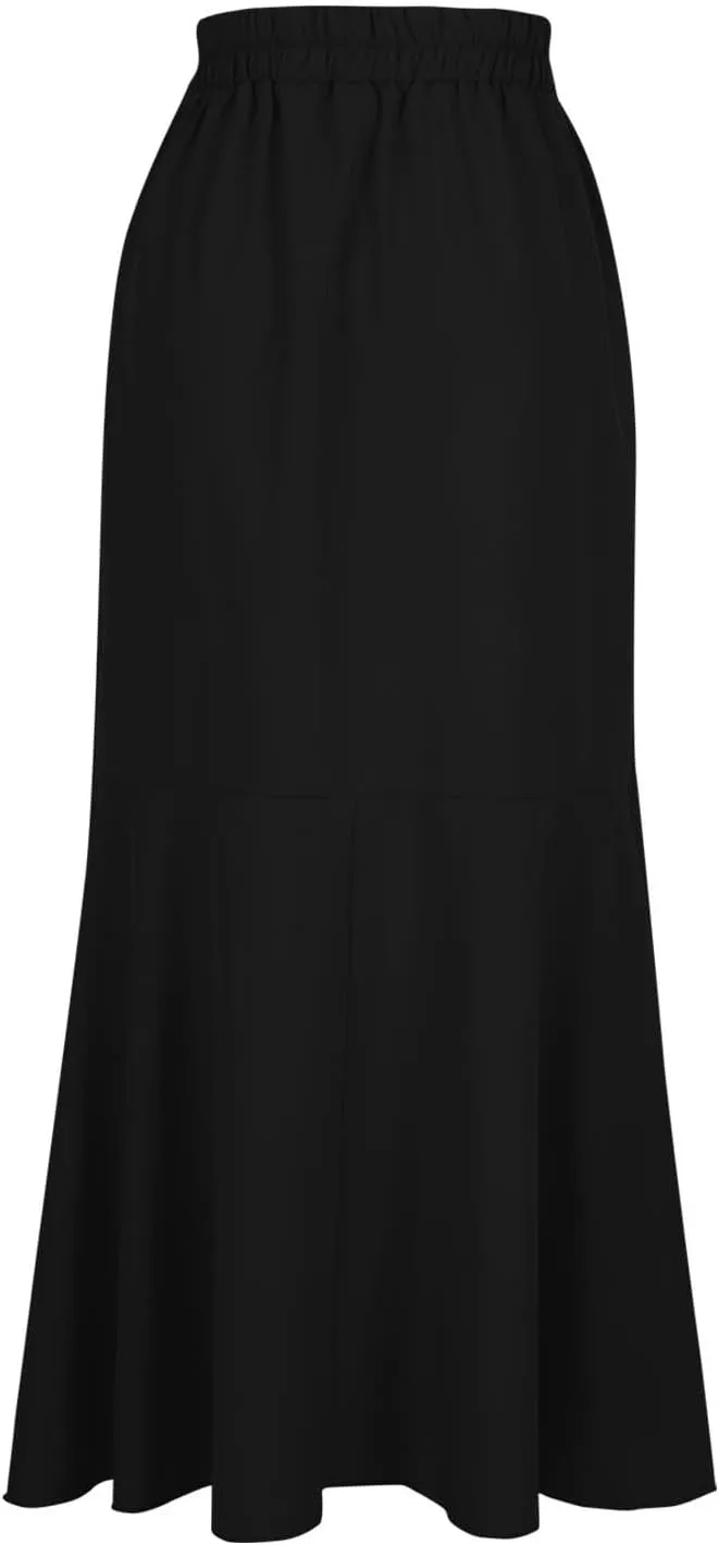 Women's Mermaid Maxi Skirt Summer Fashion Tie Waist Irregular Ruffle Hem Beach Skirts Casual Wrap Party Long Skorts