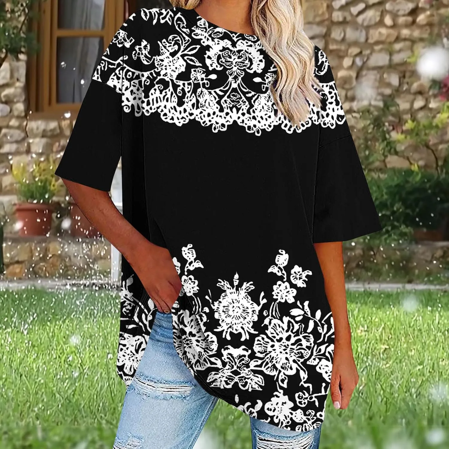 Womens Oversized T Shirts Loose Fit Short Sleeve Crewneck Tees Blouse Summer Casual Plus Size Workout Tunic Top