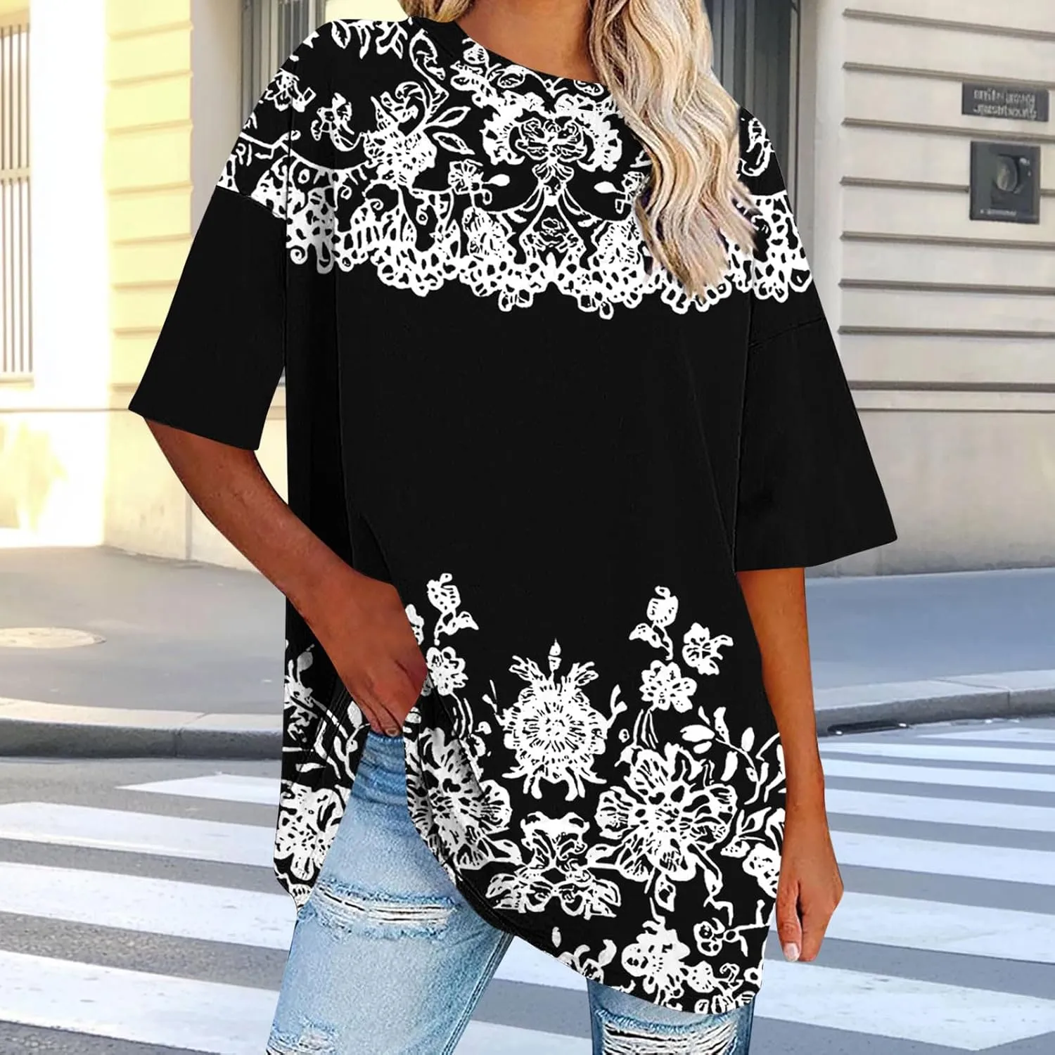 Womens Oversized T Shirts Loose Fit Short Sleeve Crewneck Tees Blouse Summer Casual Plus Size Workout Tunic Top