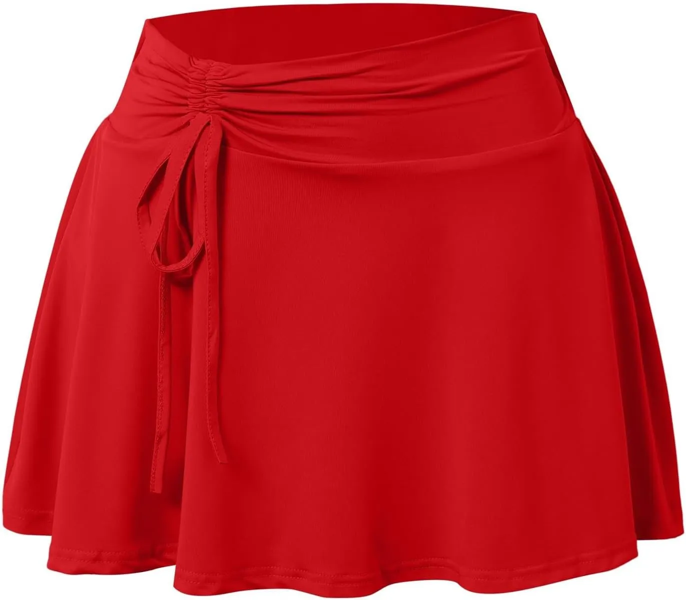 Women's Pleated Drawstring Sports Mini Skirt Mid-Waist Stretch Fitted Bodycon Short Black Mini Micro Skorts