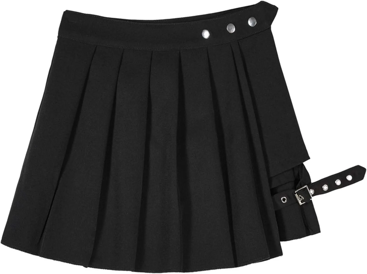 Women's Pleated Mini Skirts High Waist Buttons A-Line Short Skirt Fashion Sexy Asymmetrical Hem Buckled Y2k Street Skirts