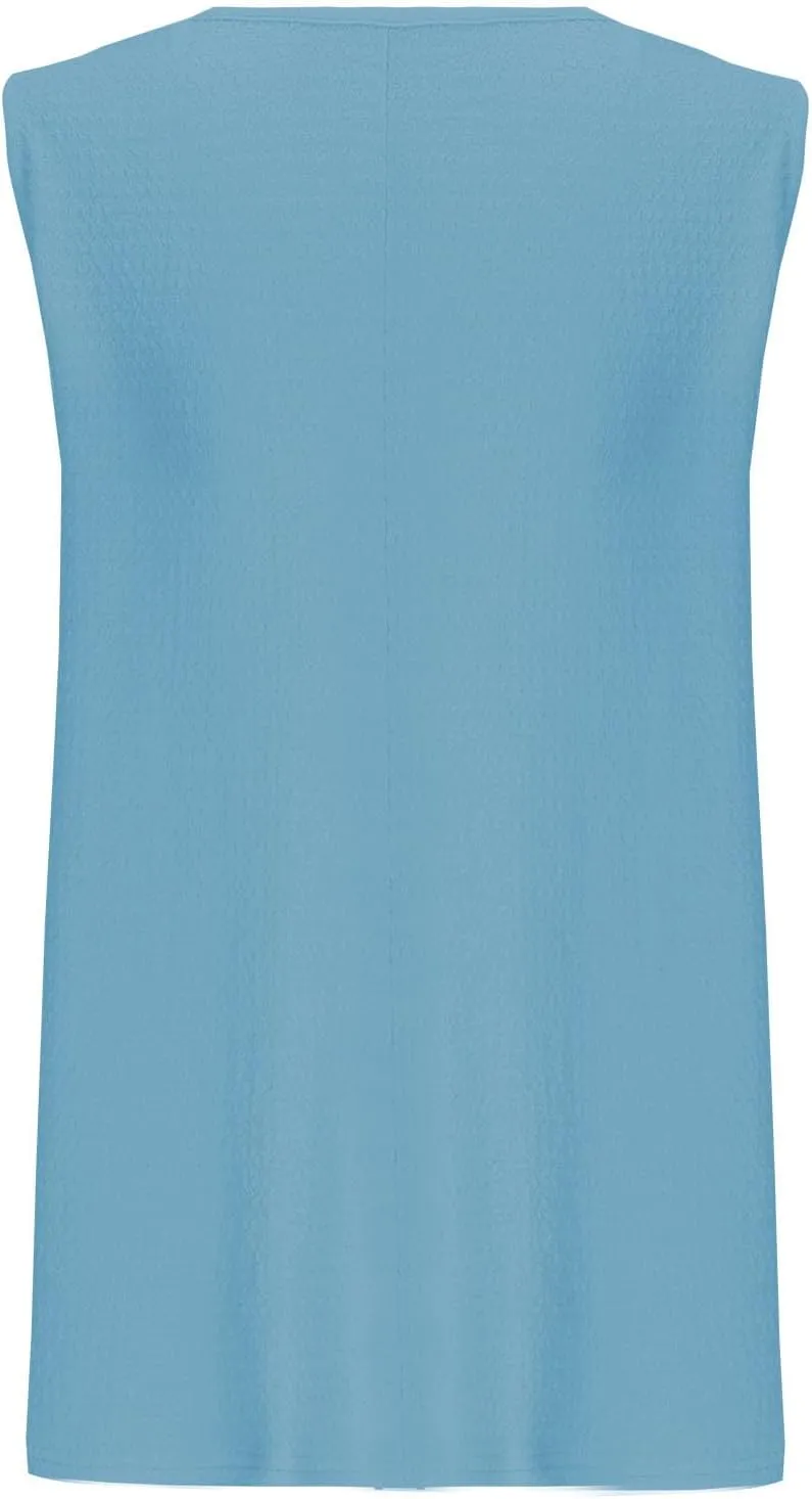 Womens Plus Size Tank Tops Summer Sleeveless Henley T-Shirts Casual Loose Fit Ribbed Knit Vest Crewneck Tunic Blouse