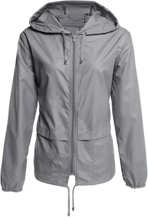 Womens Rain Jacket with Hood Lightweight Waterproof Raincoats Packable Outdoor Hooded Windbreaker Rain Coats Pockets