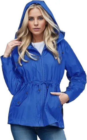 Womens Rain Jacket with Hood Waterproof Windbreaker Raincoat with Removable Lightweight Outdoor Hiking Tunic Coats