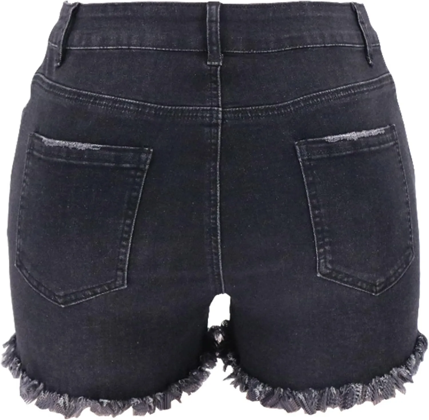 Women's Ripped Jean Shorts Mid-High Waisted Denim Shorts Stretchy Summer Hot Short Skinny Rolled Hem Shorts