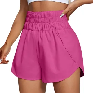 Womens Running Shorts Elastic High Waist Shorts Summer Quick Dry Shorts Casual Comfy Gym Short Outdoor Athletic Hiking