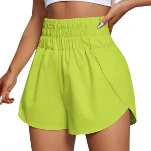 Womens Running Shorts Elastic High Waist Shorts Summer Quick Dry Shorts Casual Comfy Gym Short Outdoor Athletic Hiking