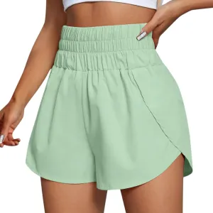 Womens Running Shorts Elastic High Waist Shorts Summer Quick Dry Shorts Casual Comfy Gym Short Outdoor Athletic Hiking
