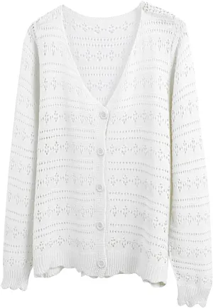 Womens Shirts Linen Hollow Cardigan Long Sleeve Blouse Lightweight Breathable Comfy Summer Streets Going Out Outfits