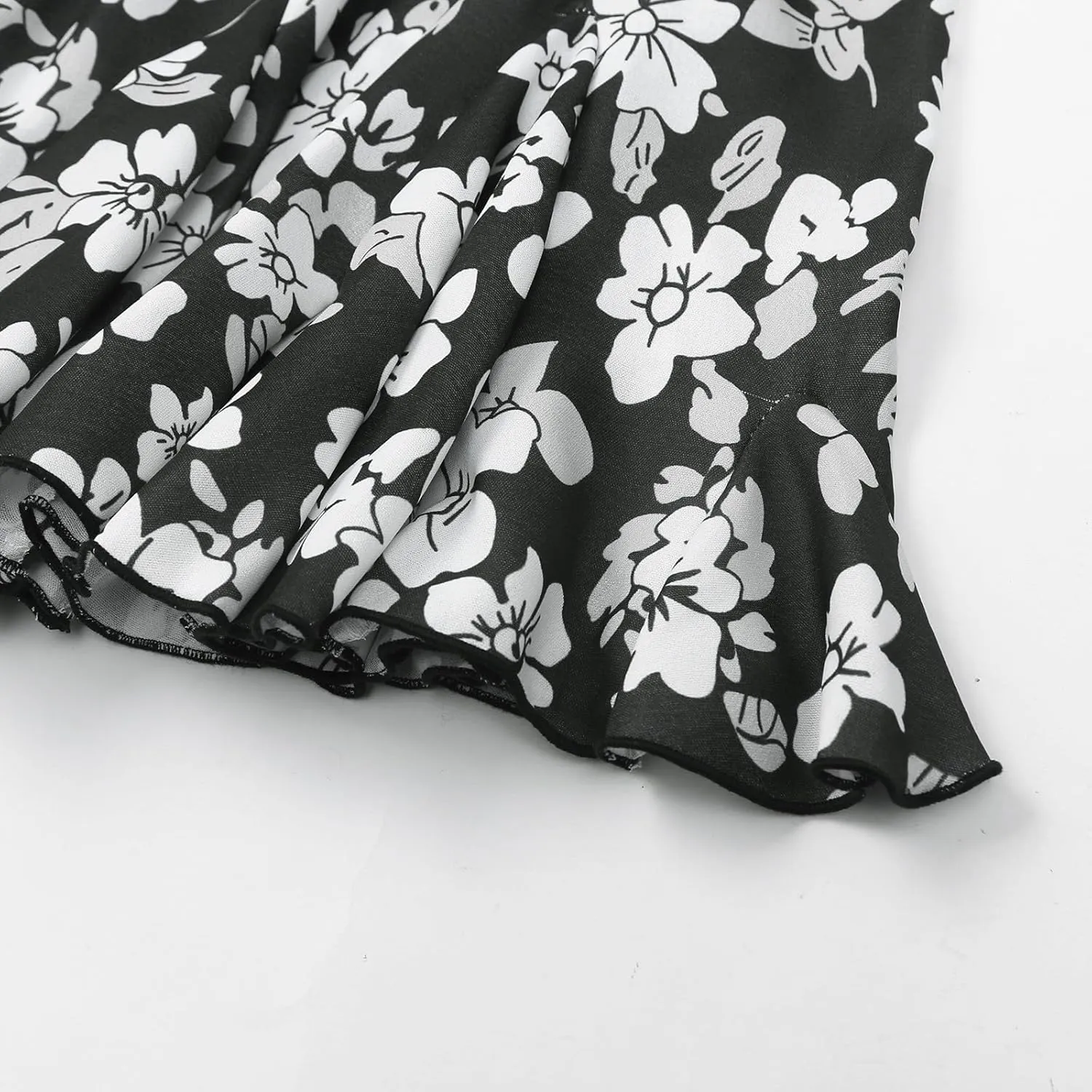 Women's Skirts for Vacation Bohemian Floral Print High Elastic Waist Trendy Pleated Maxi Skirts for Girls Streetwear
