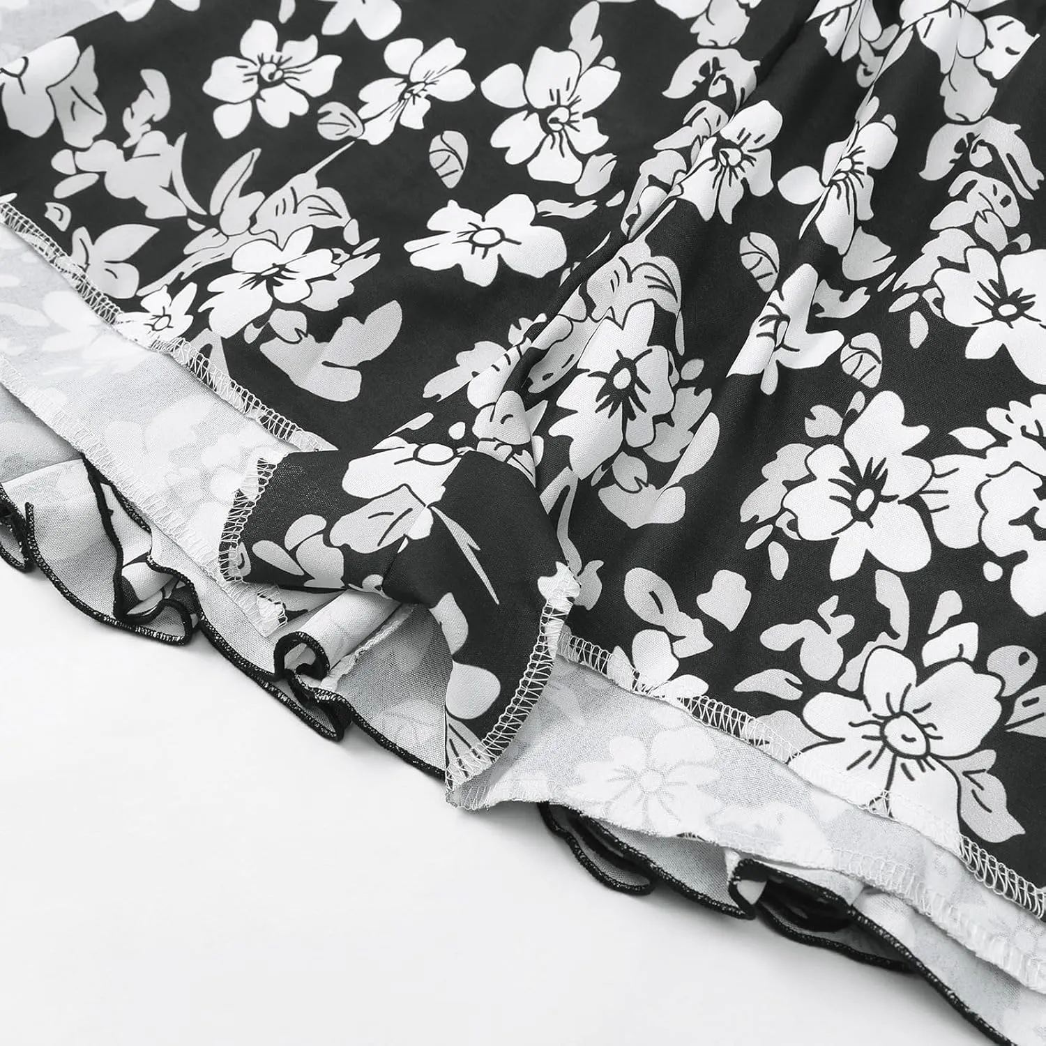 Women's Skirts for Vacation Bohemian Floral Print High Elastic Waist Trendy Pleated Maxi Skirts for Girls Streetwear