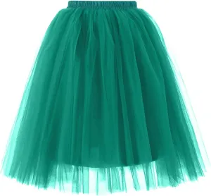 Women's Summer Casual Loose Trendy Elastic High Waist Solid Color Fluffy Mesh Party Flowy A-Line Latin Skirts 2025, M-XL