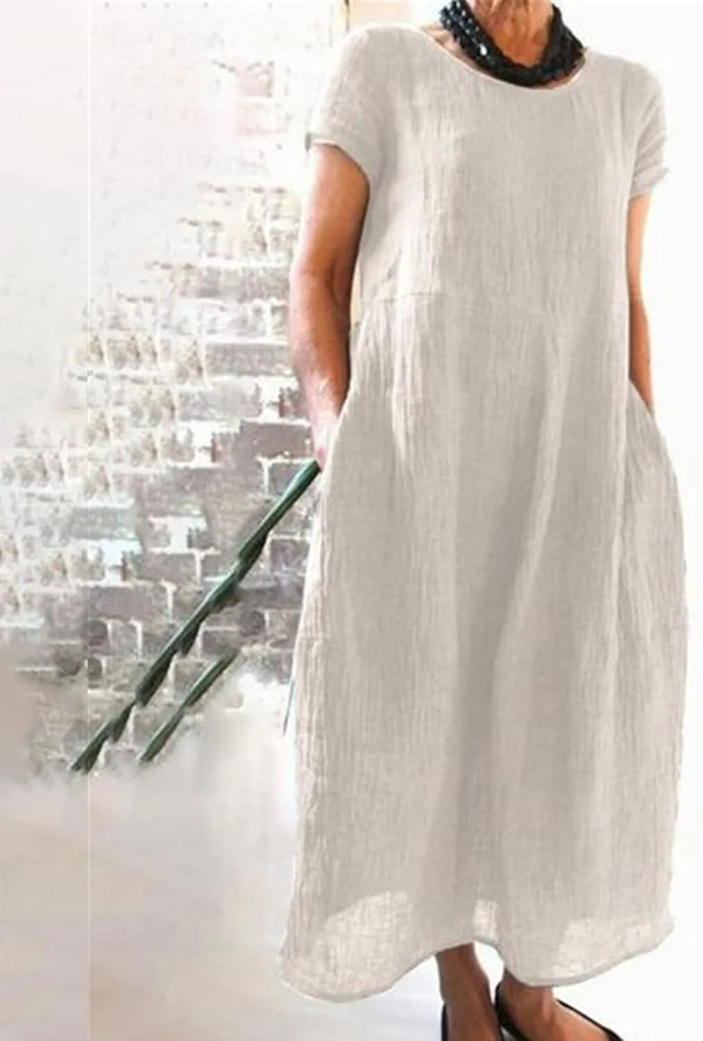 Womens Summer Cotton Linen Dresses 2025 Short Sleeve Loose Coverup Maxi Skirt Church Work Travel Outfits Long Dress