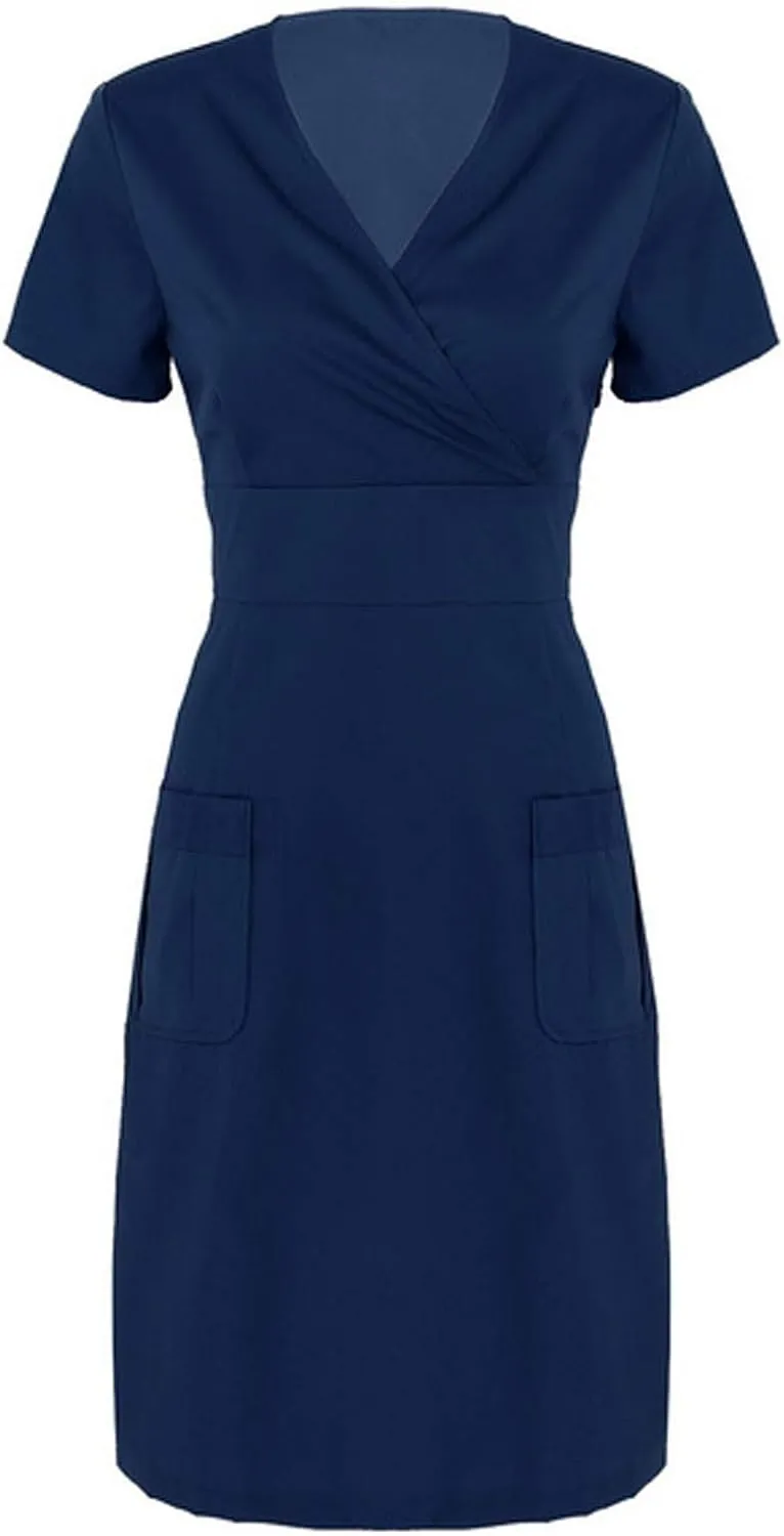 Womens Summer Dresses Short Sleeve V Neck Midi Skirt with Pocket for Women Casual Spring 2025 Church Work Dresses