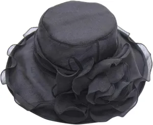 Women's Summer Sun Hat Wide Brim Bucket Hat Women Vintage Bowler Cloche Hat for Church, Wedding, Party Independence Day